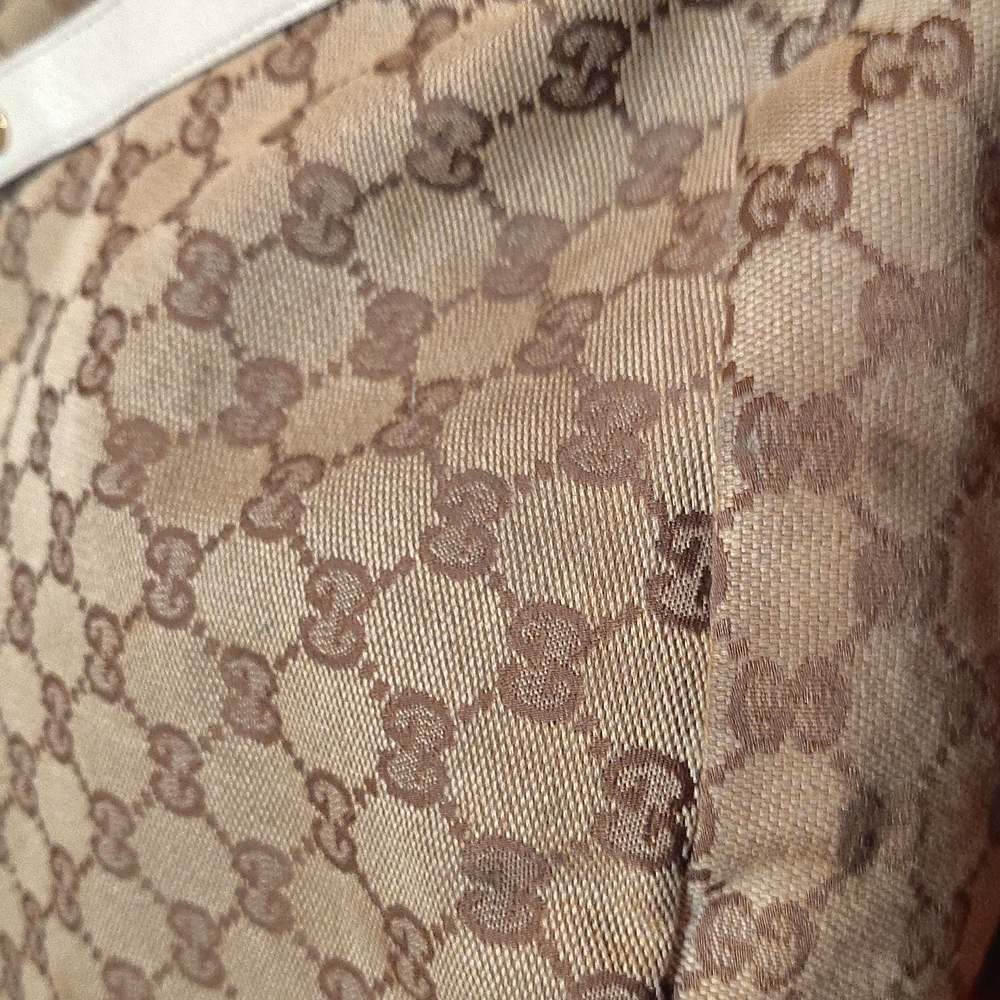 Gucci Brown GG Canvas Tote with Cream Leather Trim - Picture 4 of 5